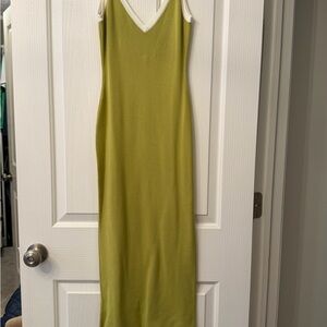 Meshki Lime Green V-Neck Midi Dress